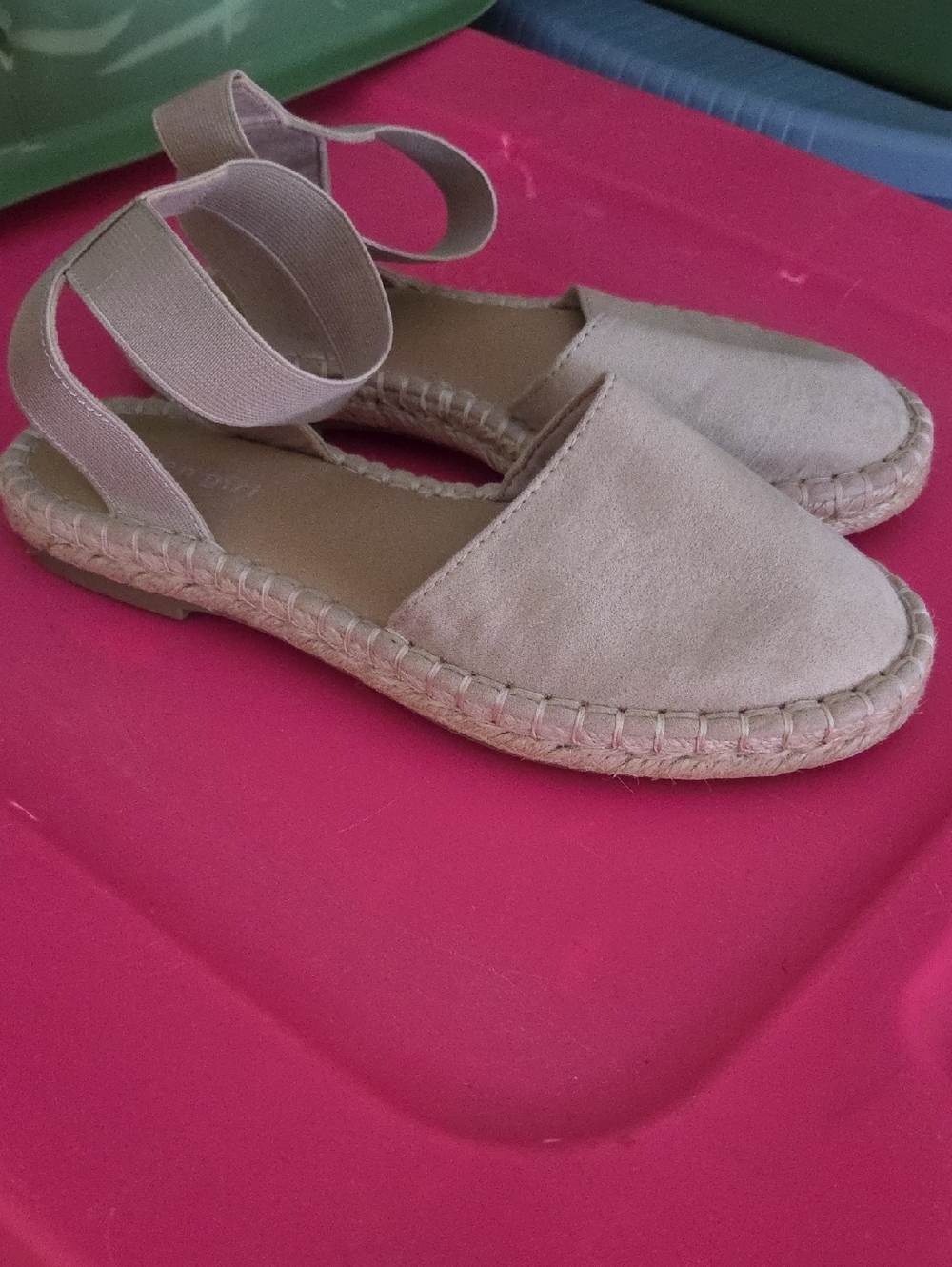 Madden Girl Beige Suede Espadrille Sandals with Ankle Straps